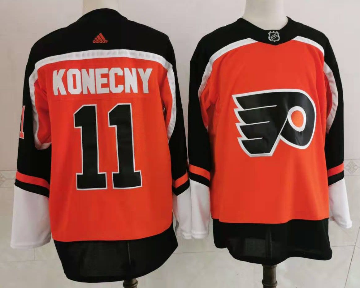 Adidas Men Philadelphia Flyers #11 Konecny Orange Home Authentic Stitched NHL Jersey->philadelphia flyers->NHL Jersey
